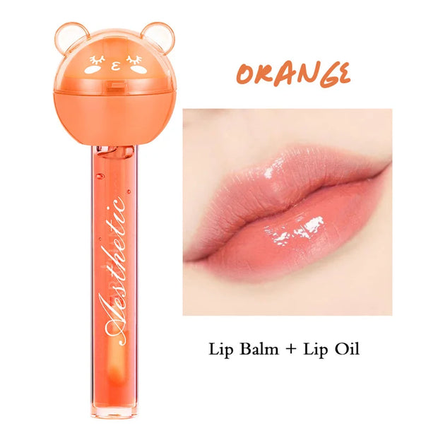 2 In 1 Cute Lollipop Lip Gloss Lasting Moisturizing Plumping Lip Plumper Mineral Oil Lip Nutritious Lip Enhancer Liquid Makeup