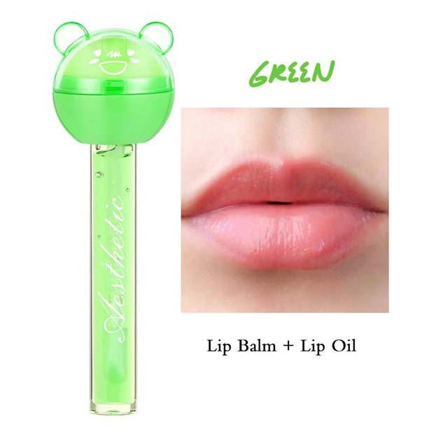 2 In 1 Cute Lollipop Lip Gloss Lasting Moisturizing Plumping Lip Plumper Mineral Oil Lip Nutritious Lip Enhancer Liquid Makeup