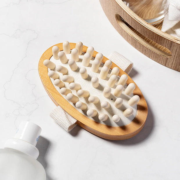 Wood Massage Wash Hair Brush Cellulite And Improved Lymphatic Drainage Shower Bathe Skin Clean Airbag Body Massage Brush